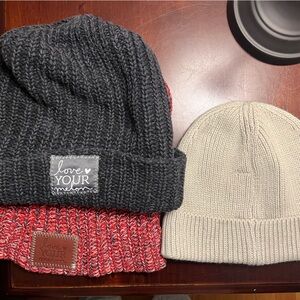2 Love your melon winter hat and 1 tan winter hat